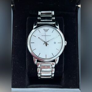 Emporio Armani Rare Vintage Watch in Original Box Stainless Bracelet White Dial